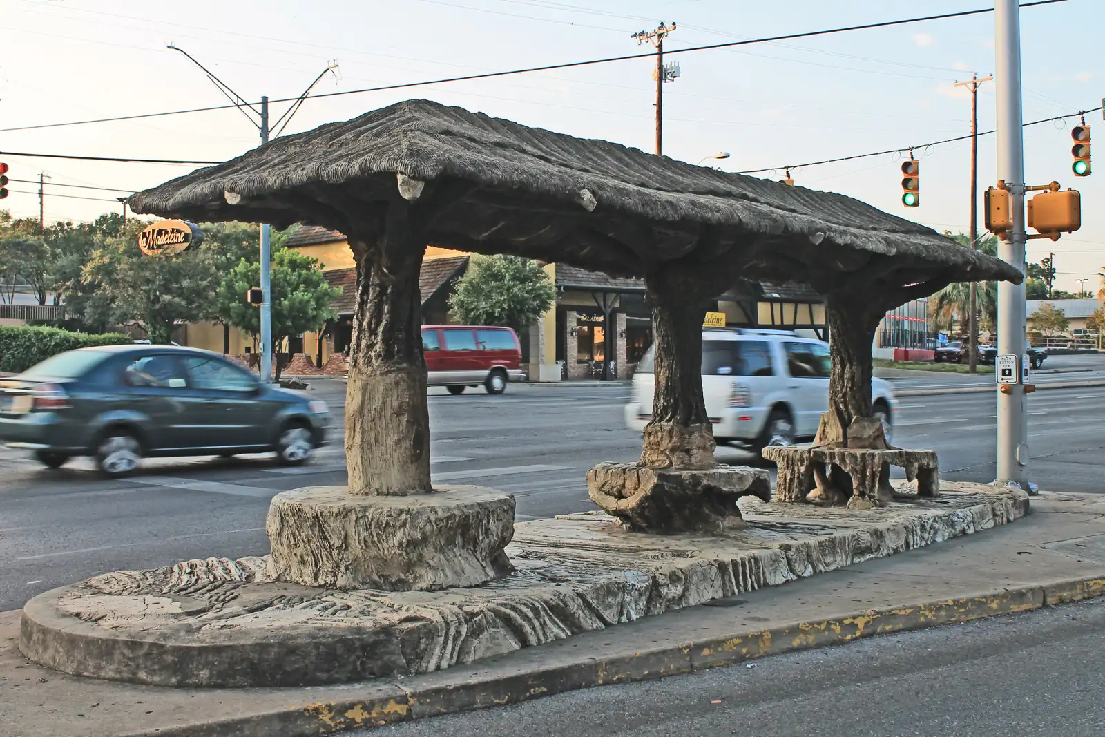 Historic trolley stop shelter in Alamo Heights, Texas