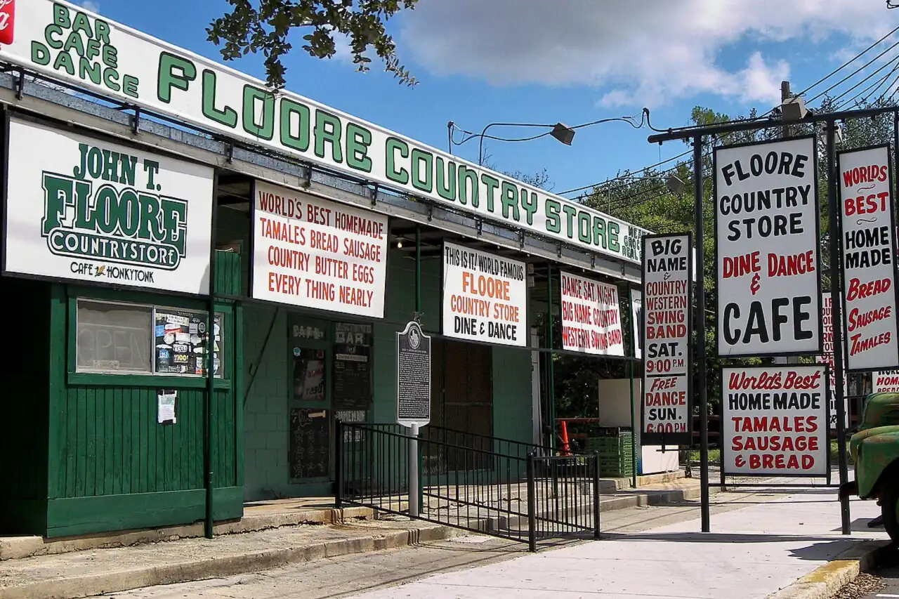 John T. Floore Country Store, the historic dance hall and café in Helotes, Texas